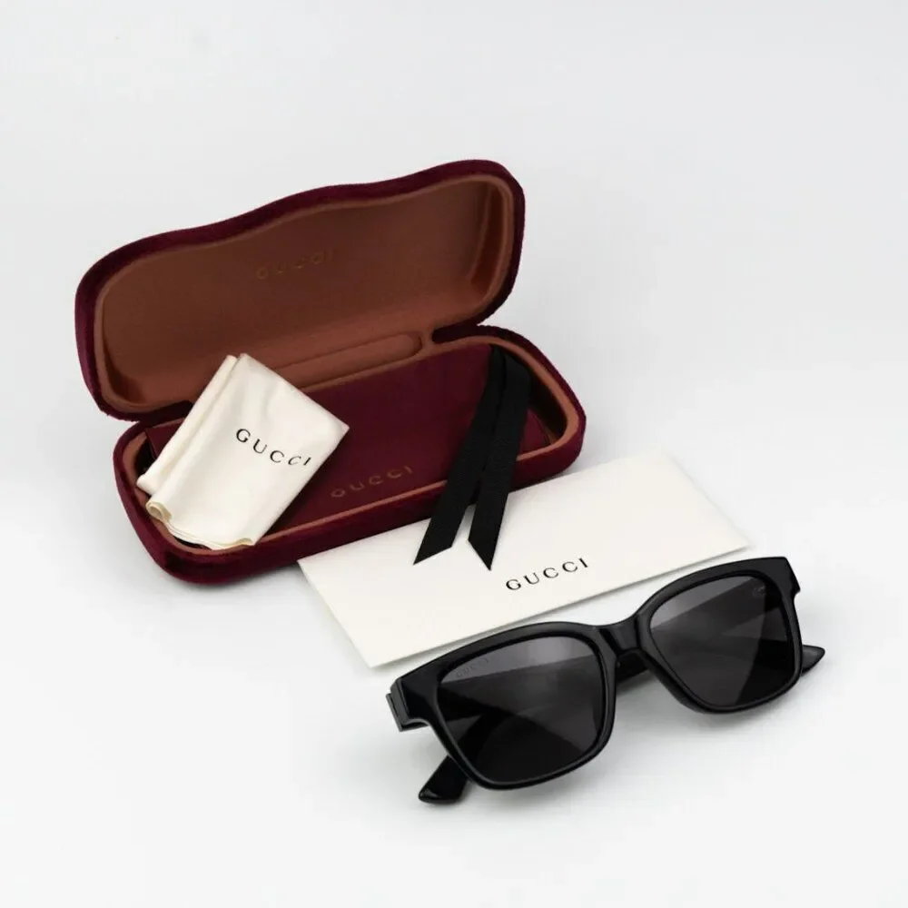 NEW Gucci GG1716S 001 Black Grey Square Unisex Sunglasses